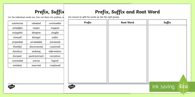 Breaking Down Words into Prefixes and Suffixes: 